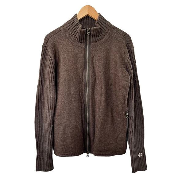 Kuhl Full Zip Merino Wool Blend Sweater Size M Brown Outdoor Hiking Gorpcore - Picture 1 of 8